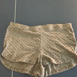 Gray pj shorts with little black hearts, old navy, size M